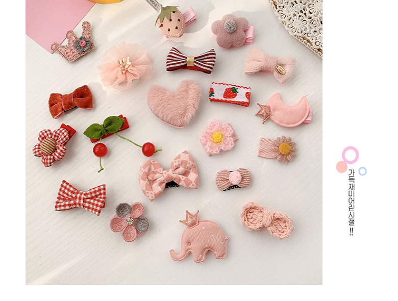 Fashion Pink Baby Elephant 5-piece Set [hairpin] Animal Fruit Smiley Love Geometric Baby Hairpin Hair Rope,Kids Accessories