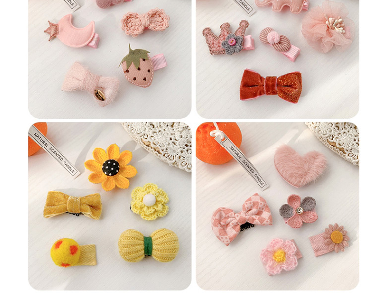 Fashion Pink Baby Elephant 5-piece Set [hairpin] Animal Fruit Smiley Love Geometric Baby Hairpin Hair Rope,Kids Accessories