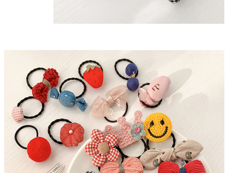 Fashion Pink Strawberry 5-piece Set [hairpin] Animal Fruit Smiley Love Geometric Baby Hairpin Hair Rope,Kids Accessories