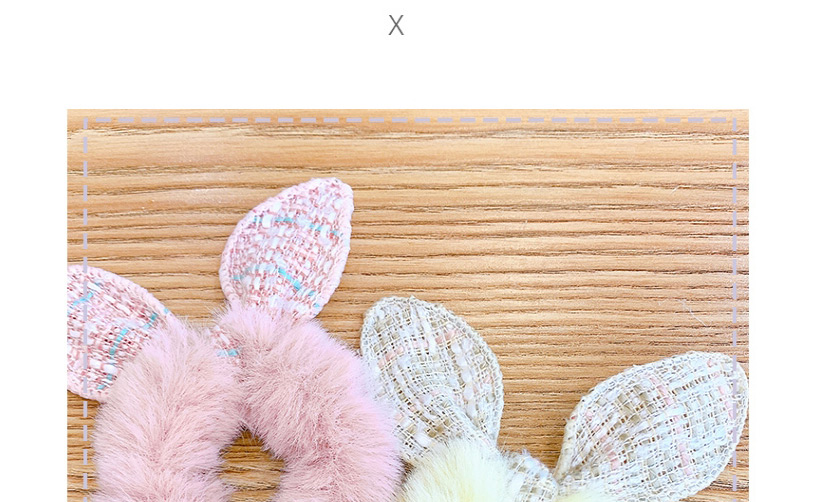 Fashion Pink Bunny Ears Plush Check Kids Hair Rope,Kids Accessories