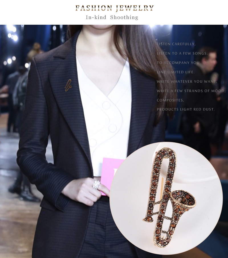 Fashion Bronze Alloy Musical Instrument Brooch,Korean Brooches