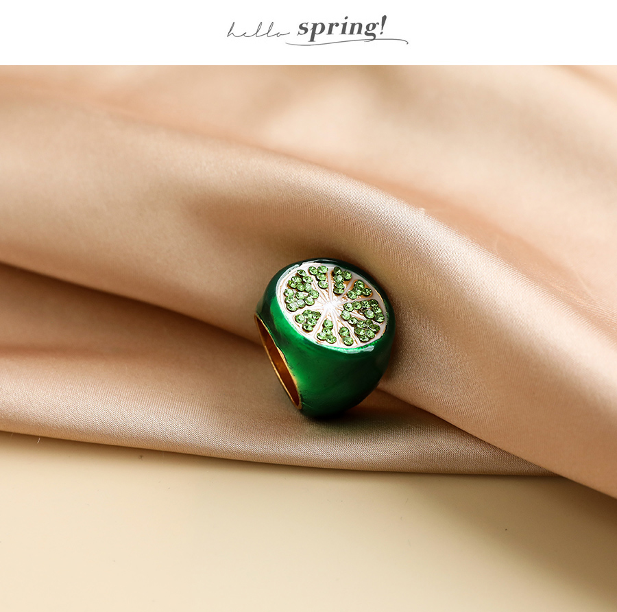 Fashion Green Alloy Diamond Ring With Lime,Fashion Rings