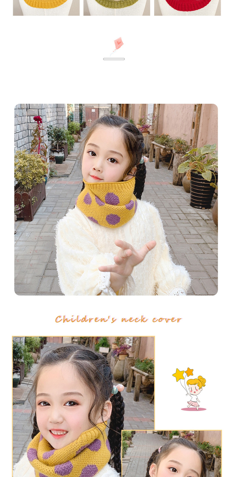 Fashion Pink Rhombus [yellow] Reference Age 1-10 Years Old Polka Dot Lattice Thick Knitted Wool Scarf,knitting Wool Scaves
