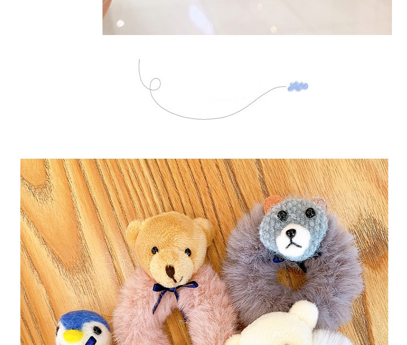 Fashion Little Brown Bear [pink] Little Bear Plush Penguin Children Hair Rope,Kids Accessories