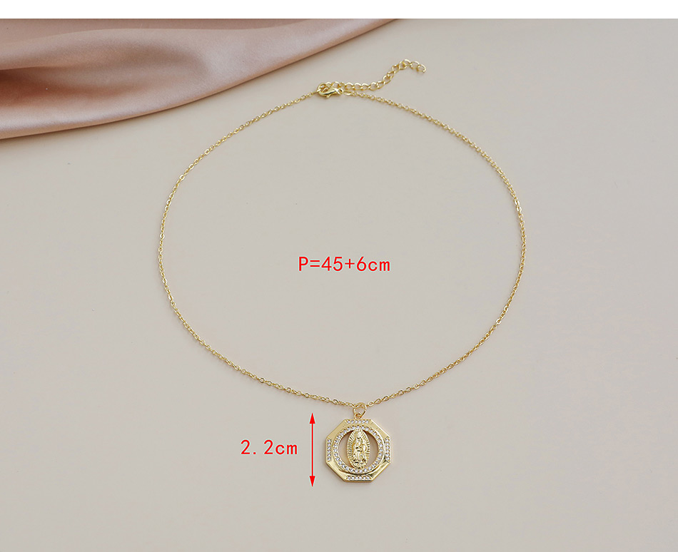Fashion Gold Color Copper Inlaid Zircon Round Madonna Necklace,Necklaces