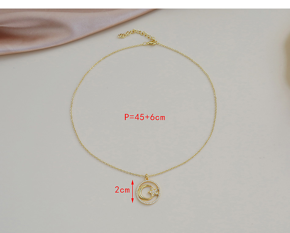 Fashion Gold Color Copper Inlaid Zircon Crescent Necklace,Necklaces