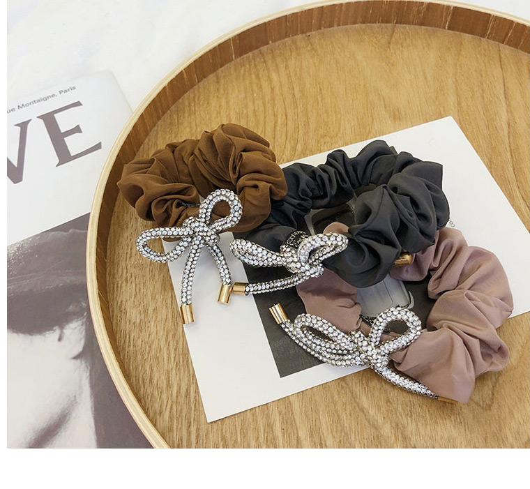 Fashion Korean Fan Bowknot Rhinestone Pleated Satin Large Intestine Circle Hair Rope,Hair Ring