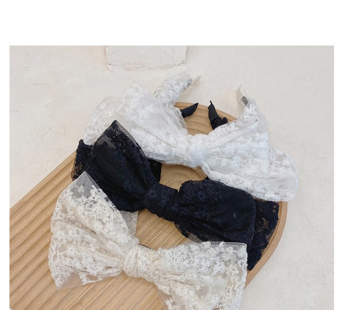 Fashion Beige Bowknot Lace Double Thin Side Embroidery Flower Headband,Head Band