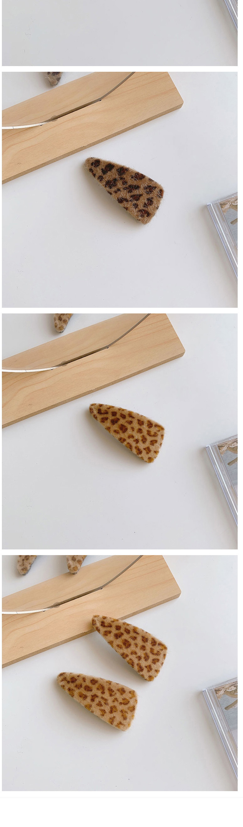 Fashion Leopard Yellow Leopard Print Plush Pleated Geometric Hairpin,Hairpins