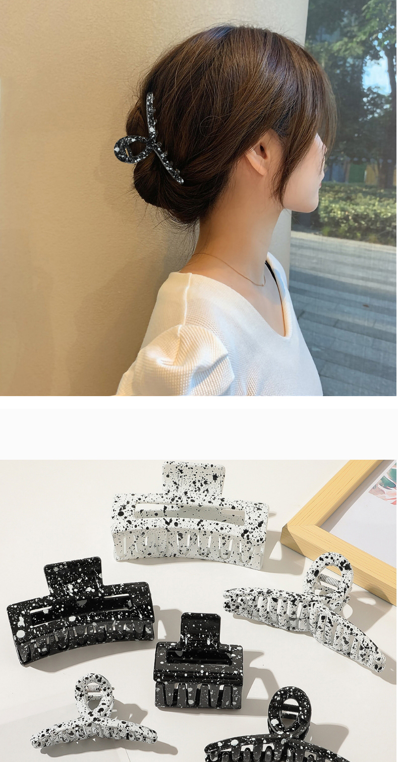 Fashion Ink Black And White Hairpin-large Square Black Spray Paint Ink Cross Square Geometry Hollow Grip,Hair Claws