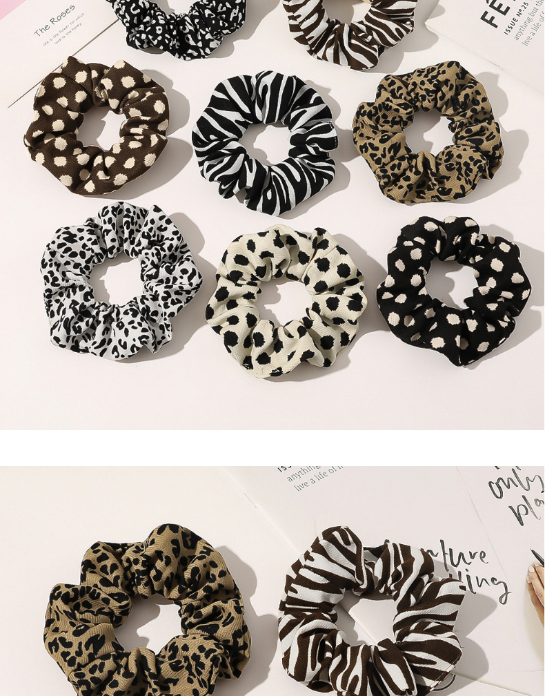 Fashion Dot Hair Tie-beige Polka Dot Leopard Print Large Intestine Hair Rope,Hair Ring