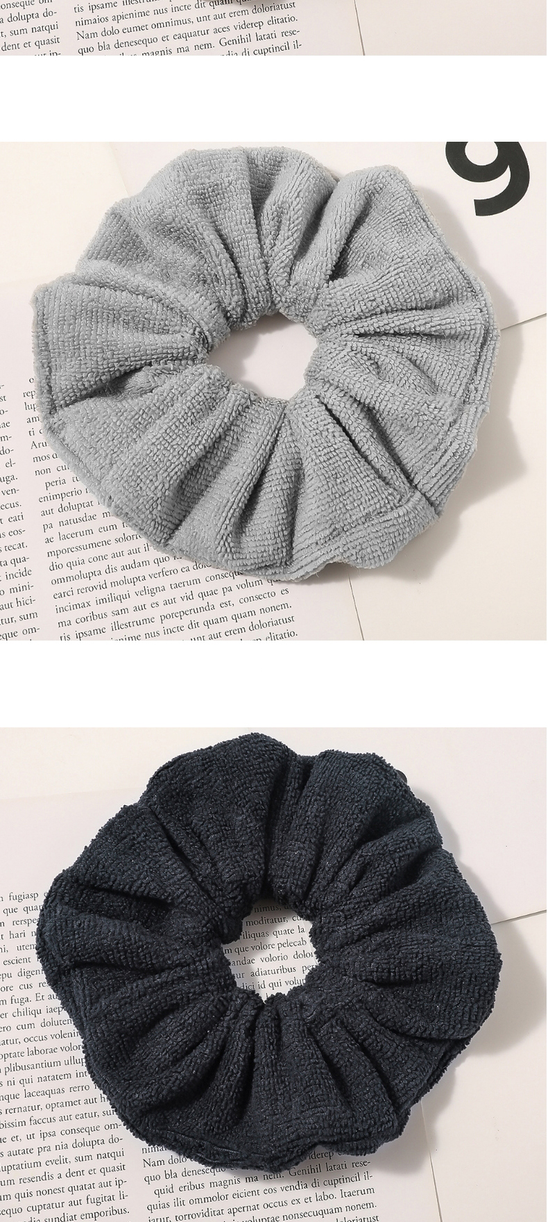 Fashion 14 Cm-dark Gray Absorbent Plush Solid Color Large Intestine Loop Hair Rope,Hair Ring