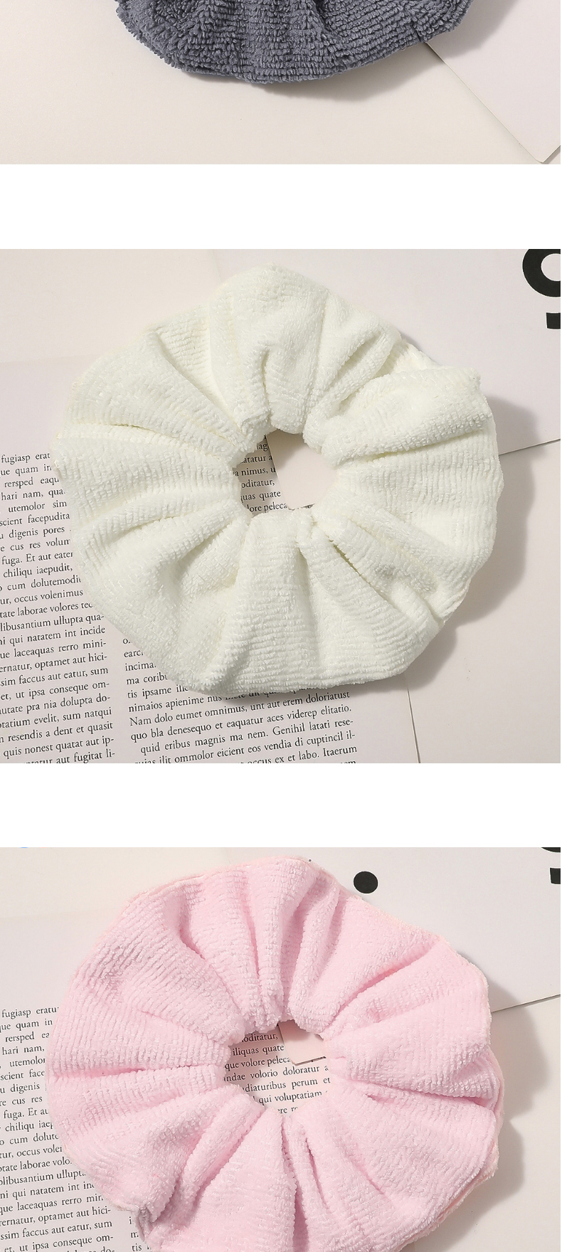 Fashion 14 Cm-light Gray Absorbent Plush Solid Color Large Intestine Loop Hair Rope,Hair Ring