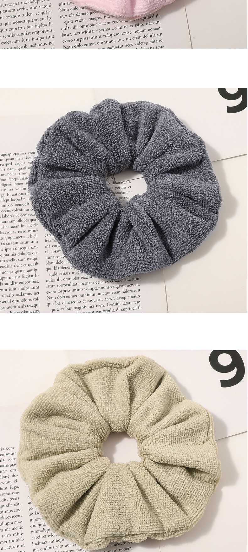 Fashion 14 Cm-dark Gray Absorbent Plush Solid Color Large Intestine Loop Hair Rope,Hair Ring