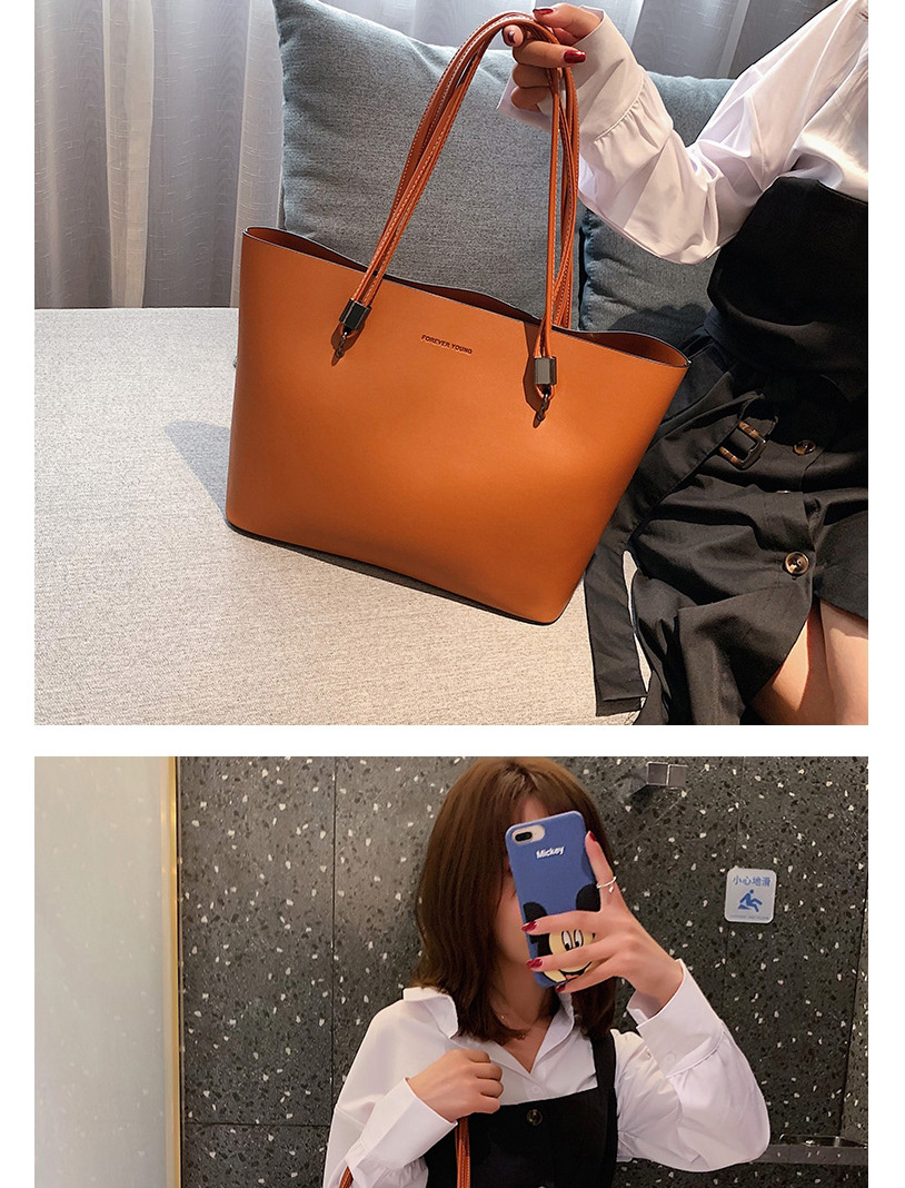Fashion Brown Large Capacity Solid Color Shoulder Bag,Messenger bags