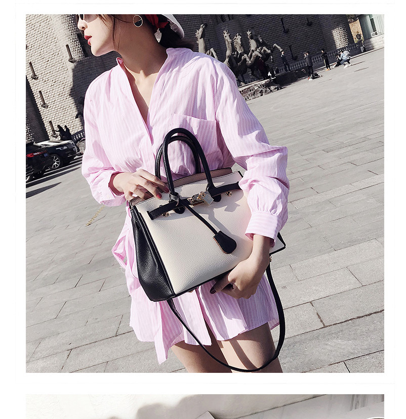 Fashion Pink Lychee Pattern Platinum Stitching Contrast Single Shoulder Messenger Bag,Shoulder bags