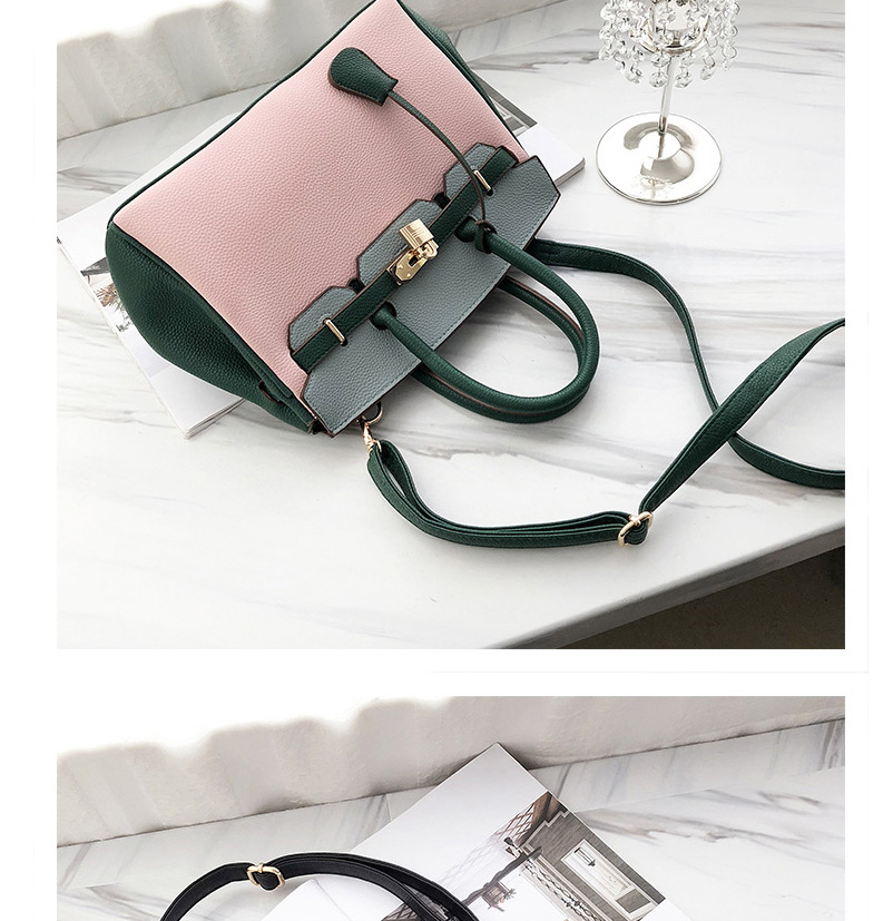 Fashion Pink Lychee Pattern Platinum Stitching Contrast Single Shoulder Messenger Bag,Shoulder bags