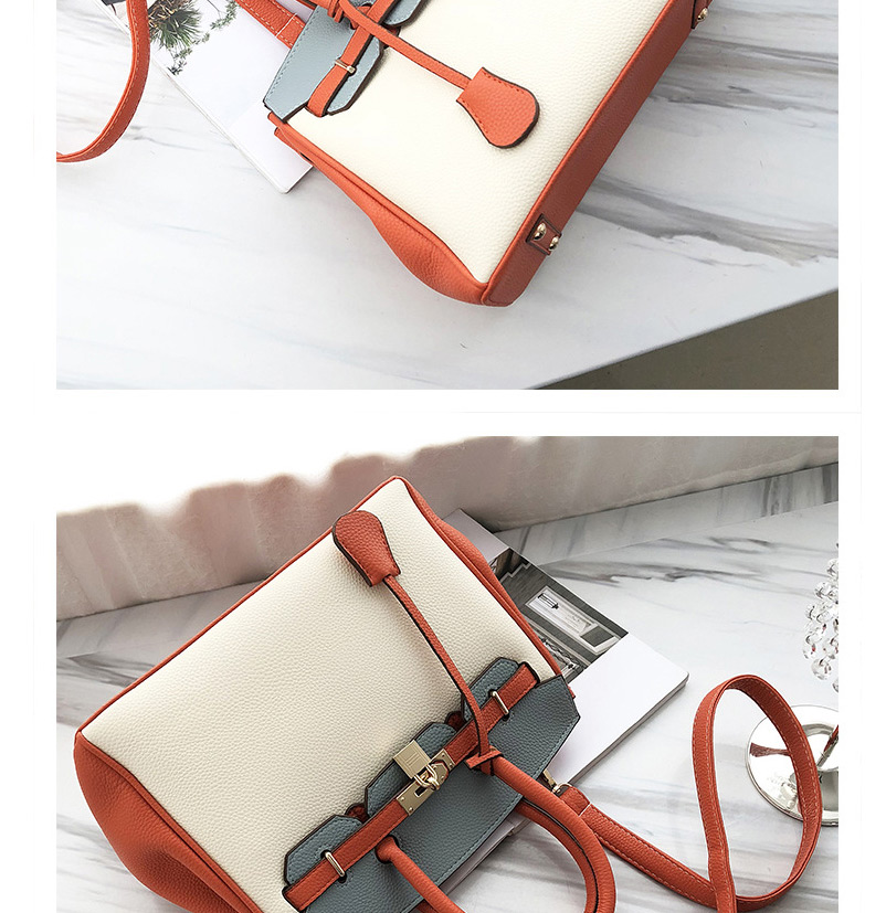 Fashion Brown Lychee Pattern Platinum Stitching Contrast Single Shoulder Messenger Bag,Shoulder bags