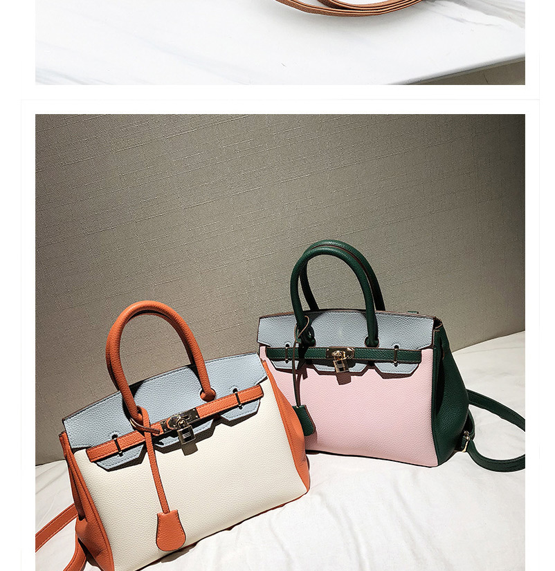 Fashion Orange Lychee Pattern Platinum Stitching Contrast Color Shoulder Messenger Bag,Shoulder bags