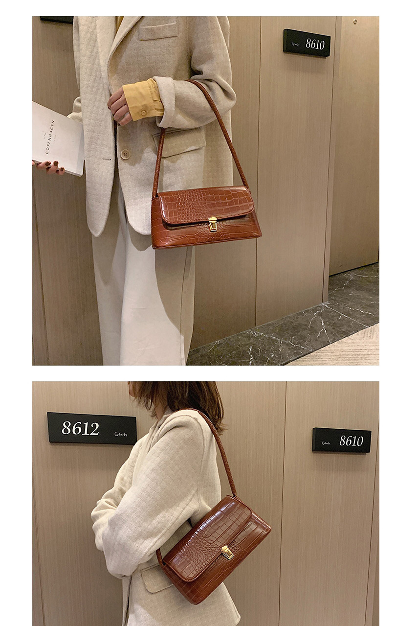 Fashion White Crocodile Pattern Lock Flap Crossbody Bag,Shoulder bags