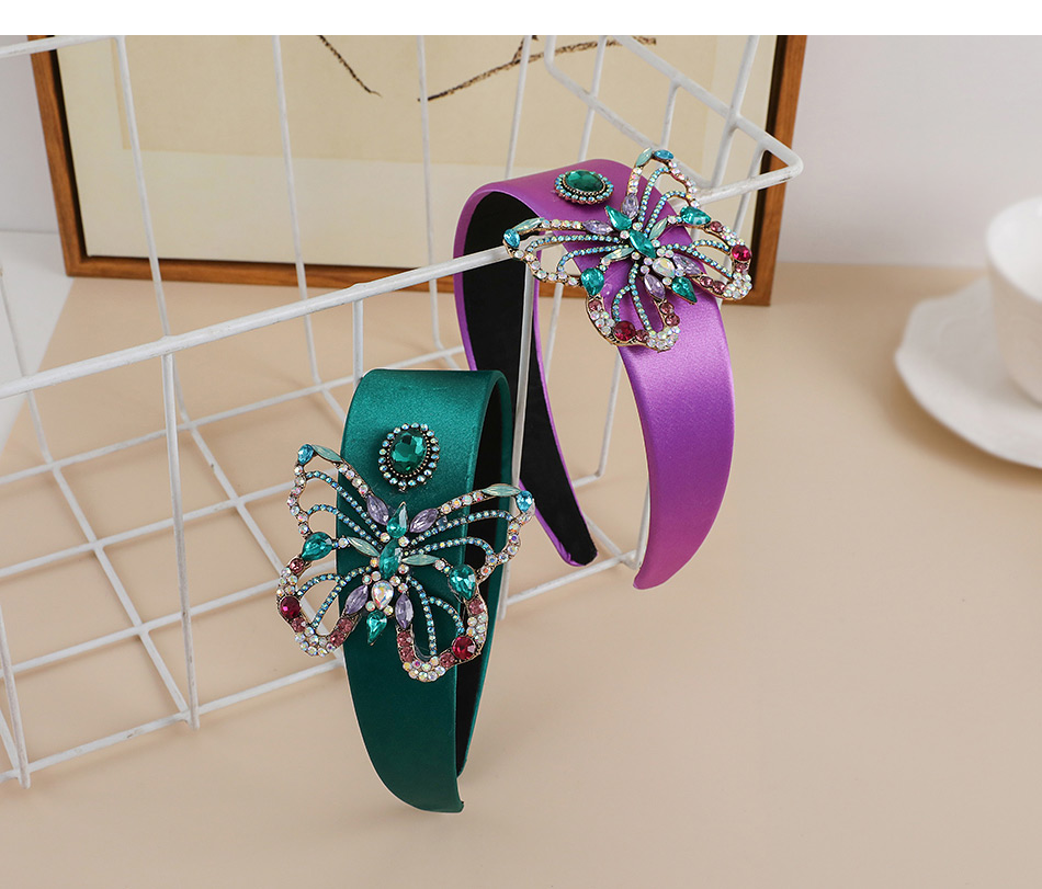 Fashion Purple Fabric Alloy Diamond-studded Butterfly Headband,Head Band