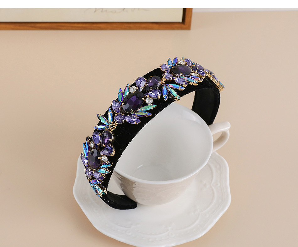 Fashion Blue Fabric Alloy Diamond-studded Water Drop Headband,Head Band