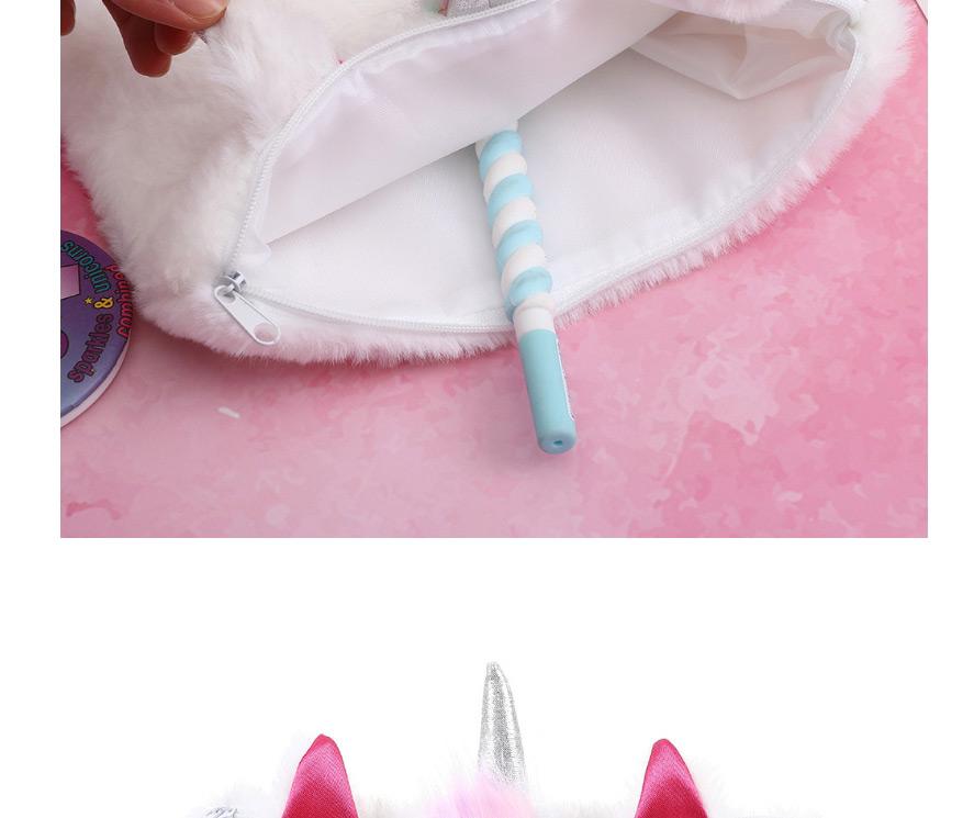 Fashion Color Unicorn Square Pointed Plush Stationery Bag,Pencil Case/Paper Bags
