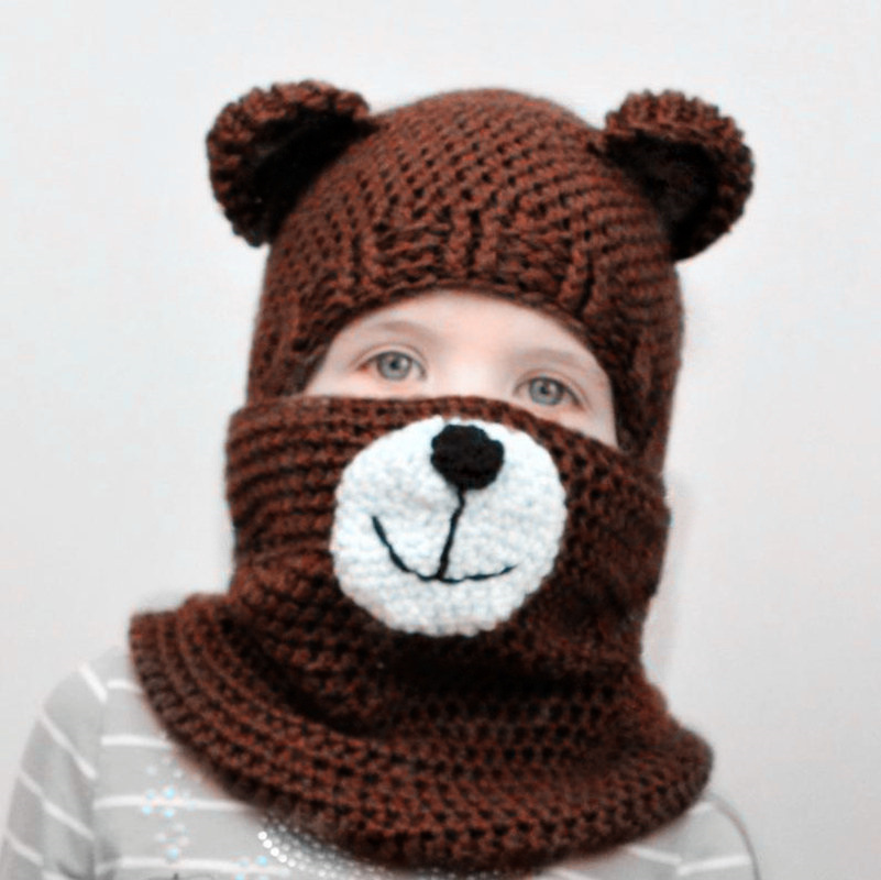 Fashion Fawn Brown Two-piece Antler Bear Child Hat And Scarf,Children