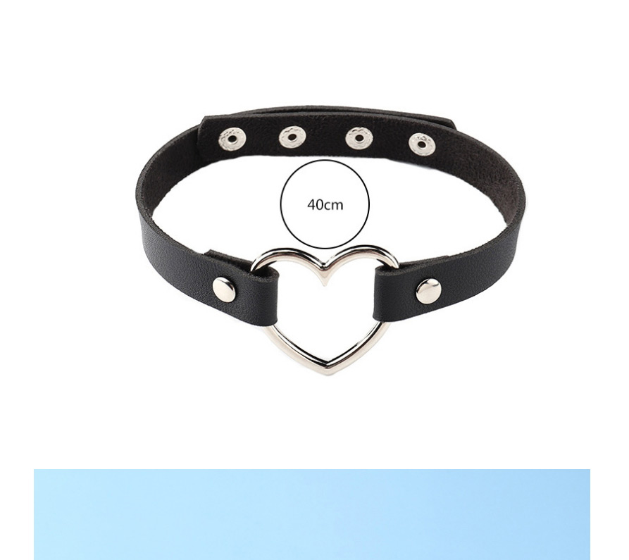 Fashion White Pu Leather Love Heart Alloy Hollow Geometric Necklace,Chokers