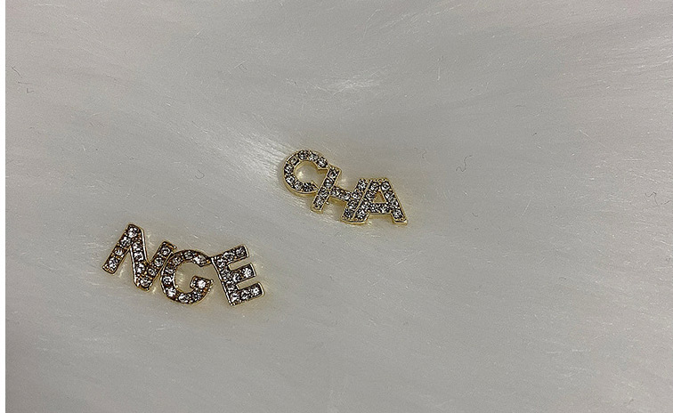 Fashion Gold Color Alphabet Diamond Alloy Earrings,Stud Earrings