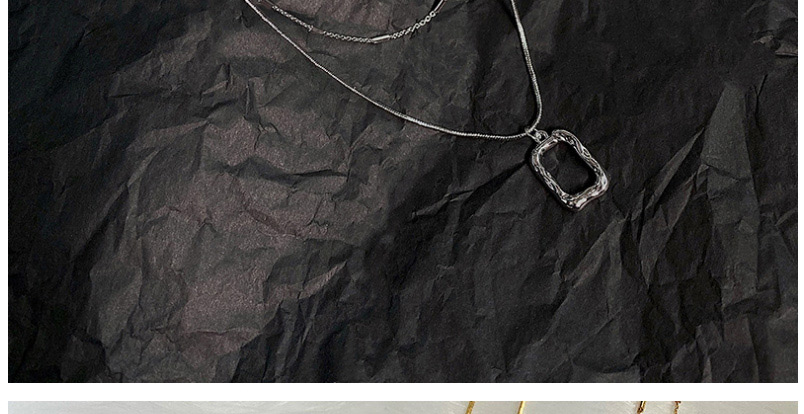 Fashion Silver Color Steel And Titanium Geometric Double Necklace,Pendants