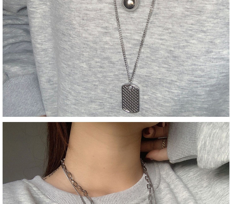 Fashion Silver Color Big Ball Geometry Alloy Multilayer Necklace,Pendants