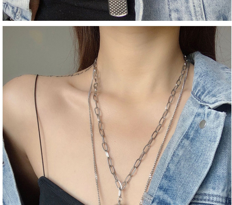 Fashion Silver Color Big Ball Geometry Alloy Multilayer Necklace,Pendants