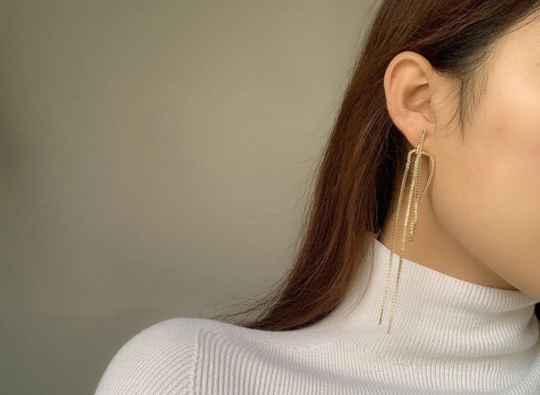 Fashion Gold Color Metal Tassel Alloy Pierced Earrings,Drop Earrings