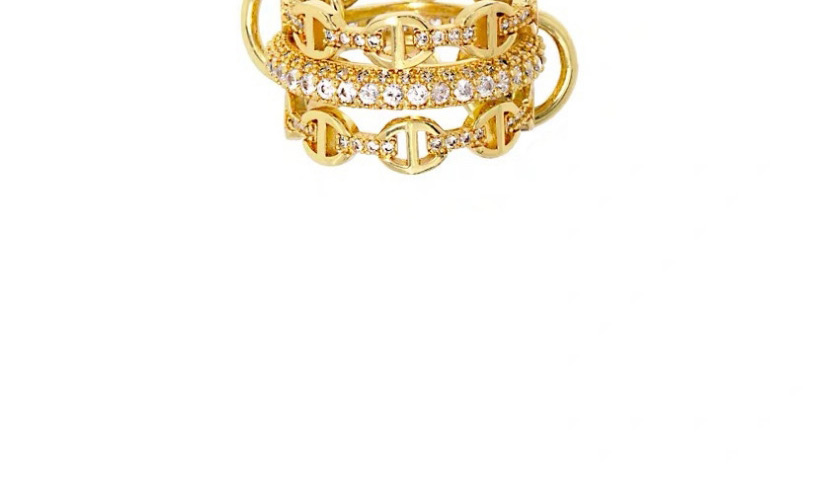 Fashion Braided Style-gold Diamond Pig Nose Chain Braided Ring,Fashion Rings