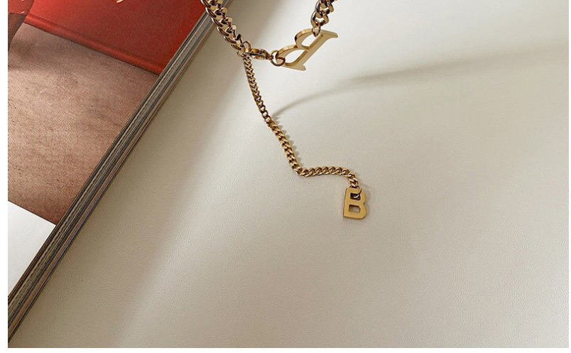 Fashion Gold Color Titanium Steel Letter Pendant Alloy Necklace,Pendants