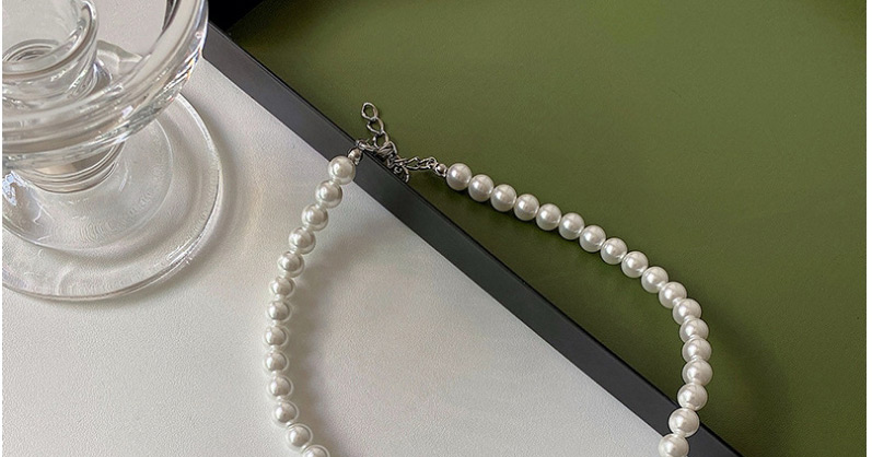 Fashion White Pearl Full Diamond Planet Alloy Necklace,Beaded Necklaces