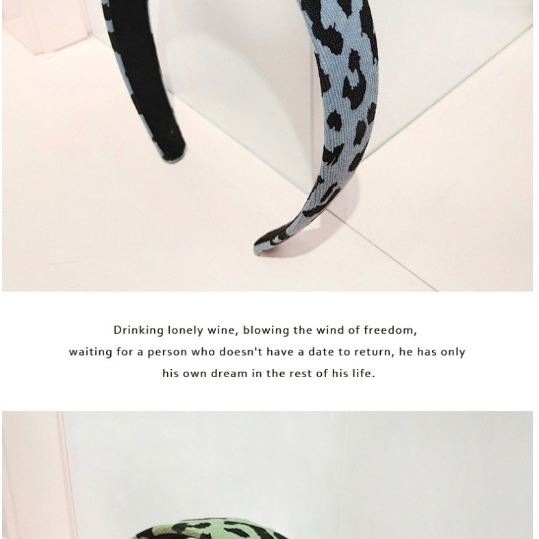 Fashion Pea Green Color Leopard Print Flat Wide-brimmed Headband,Head Band