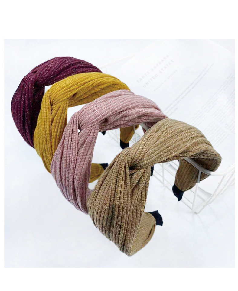 Fashion Khaki Cross Wool Wide-side Hair Band,Head Band