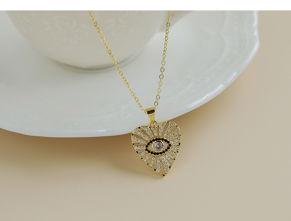 Fashion Gold Color Copper Inlaid Zircon Heart Necklace,Necklaces