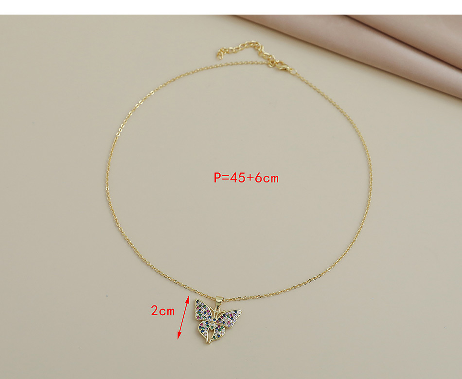 Fashion Gold Color Copper Inlaid Zircon Butterfly Necklace,Necklaces