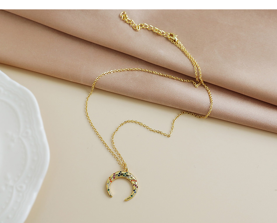 Fashion Gold Color Copper Inlaid Zircon Anchor Necklace,Necklaces
