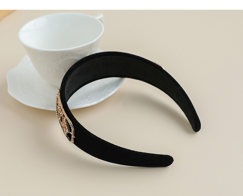 Fashion Black Fabric Alloy Diamond-studded Geometric Headband,Head Band