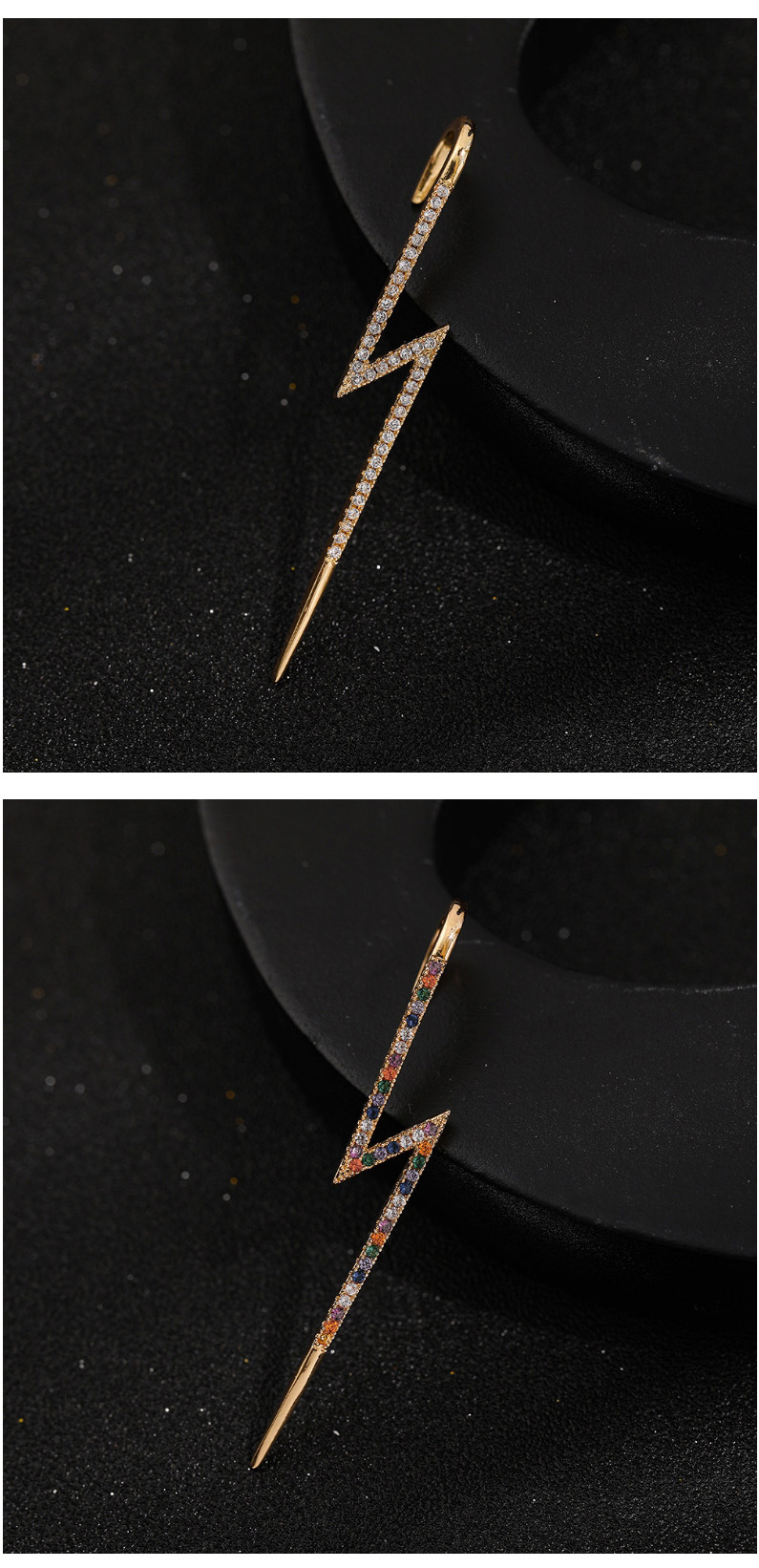 Fashion Glossy Pierced And Micro-inlaid Zircon Surround Geometric Contour Earrings,Stud Earrings