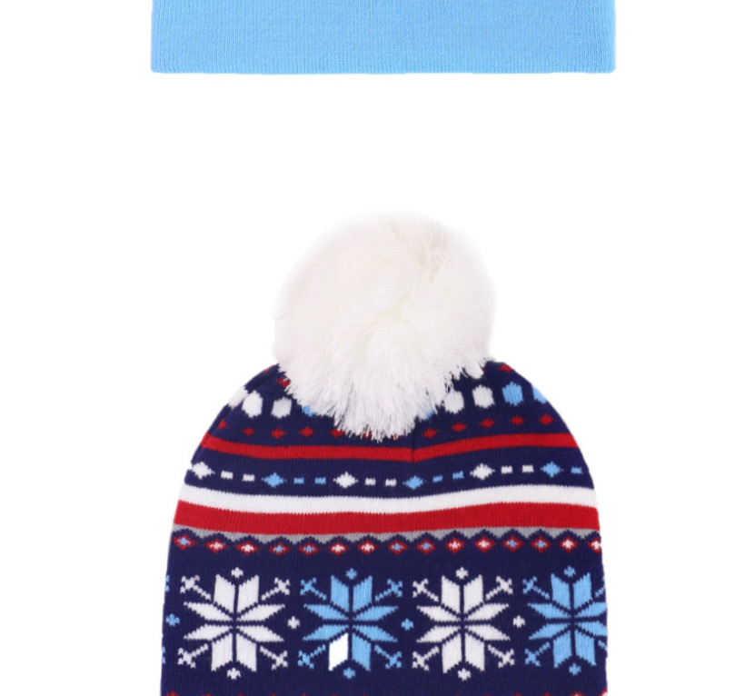 Fashion Striped Snowflake Christmas Snowman Elk Knitted Jacquard Hat With Ball,Children