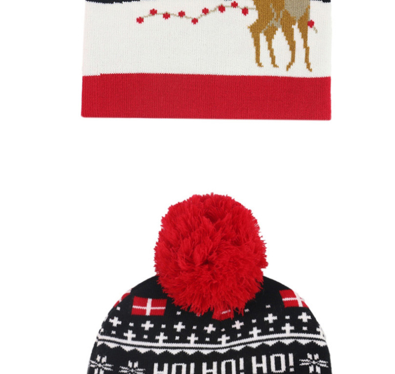 Fashion Christmas Cane Christmas Snowman Elk Knitted Jacquard Hat With Ball,Children