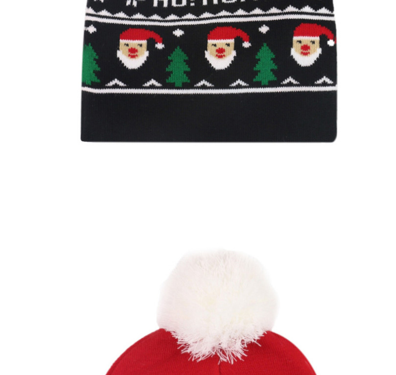 Fashion Christmas Cane Christmas Snowman Elk Knitted Jacquard Hat With Ball,Children