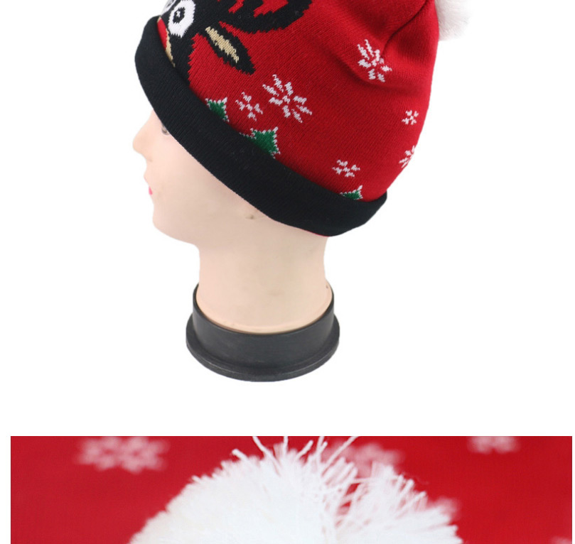 Fashion Elk Head Christmas Snowman Elk Knitted Jacquard Hat With Ball,Children