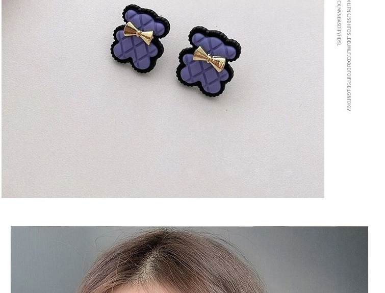 Fashion Blue Bear Butterfly Combined With Gold Earrings,Stud Earrings