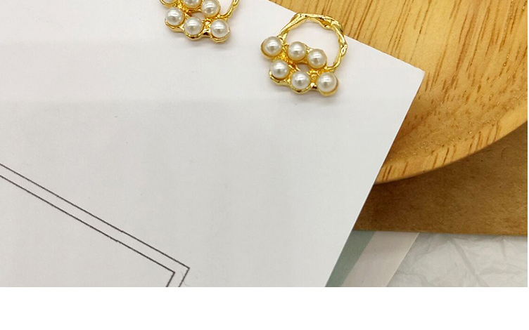 Fashion Gold Color Pearl Hollow Geometric Round Earrings,Stud Earrings